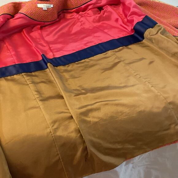 Boden Sienna Herringbone Coat Pink Tan Tweed Classic Fall Winter Topper Size 10 - Picture 7 of 8